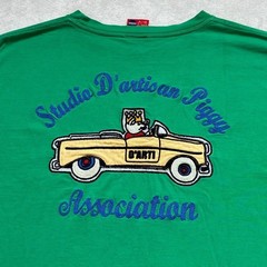 STUDIO D’ARTISAN Embroidered Green T-Shirt M Pig Car Americana Japan F/S