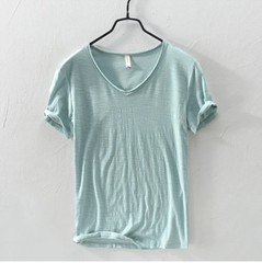 New Mens T Shirt Pure Color V Collar Short Sleeved Tops Tees Men T-Shirt 10color