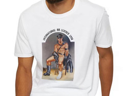 New Men’s Sexy White Tom of Finland Mr. Leather Short Sleeve Cotton T-Shirt-Gay