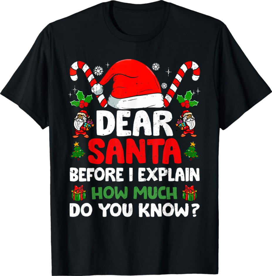 Dear Santa I Can Explain shirt, funny Christmas quote tee, unisex Xmas t-shirt