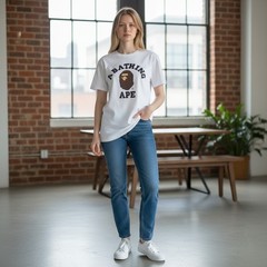A Bathing Ape BAPE White College Logo Ape Head Graphic T-Shirt Mens Size M