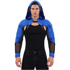US Men Jackets Adjustable Buckle Motorcycle Armor Open Front Outwear Hood Jacket