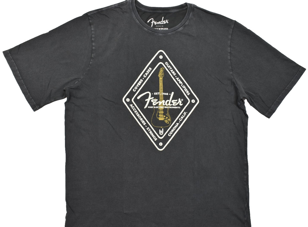 Lucky Brand Men’s Fender Diamond Tee Short Sleeve Black Crew Neck Size 2XLT NEW