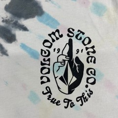Volcom Mens Tie Dye Graphic T-Shirt Modern Fit Blue Grey White Small