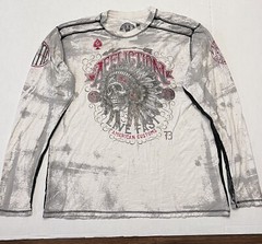 Affliction American Customs Men’s 3X L/S Native Biker Skull Shirt All Over Print