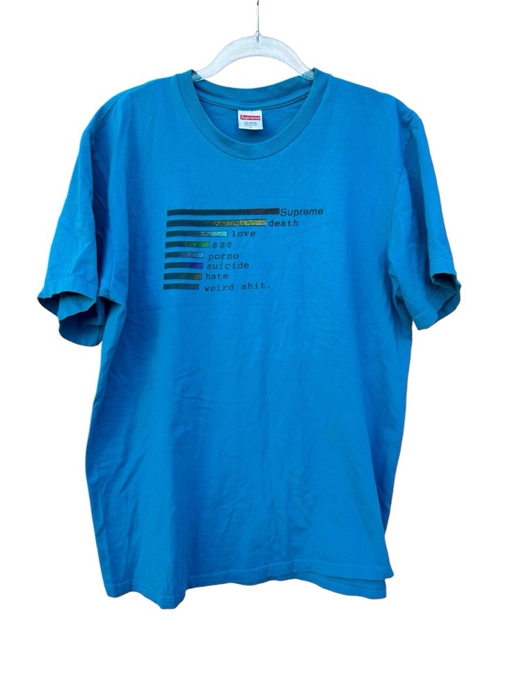 Supreme Chart T Shirt Men’s Large Cyan Short Sleeve RARE