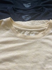 3 Banana Republic Men’s Premium Wash Crew Neck T-Shirts, MED, 2 Black & 1 Yellow