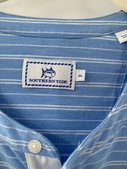 Southern Tide Henley Shirt Men’ Blue Striped Long Sleeve Stretch Casual Prep XL