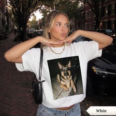 German Shepherd Coffee Shirt Funny Dog Meme Retro Iced Coffee Unisex Graphic Tee