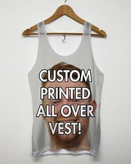 CUSTOM PRINTED ALL OVER VEST PERSONALISED TANK TOP SINGLET MEN WOMEN CUSTOMISED