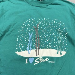 Vintage Hanes Beefy-T Shirt Mens Medium I Love Stowe Vermont Ski Graphic 80s