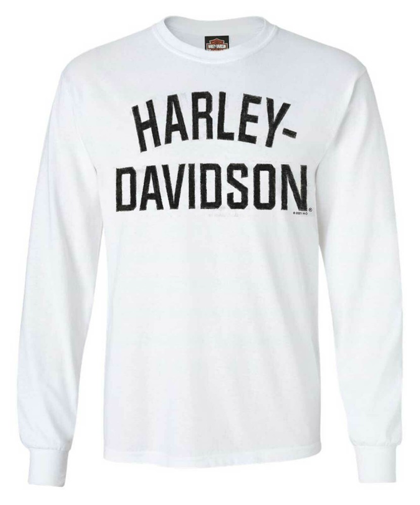 Harley-Davidson Men’s Shirt, Heritage H-D Script Long Sleeve, White 30296634