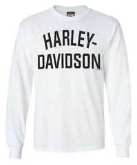 Harley-Davidson Men’s Shirt, Heritage H-D Script Long Sleeve, White 30296634
