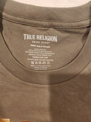 True Religion Green Triple Buddha T-Shirt Gold Foil Metallic Tee Medium