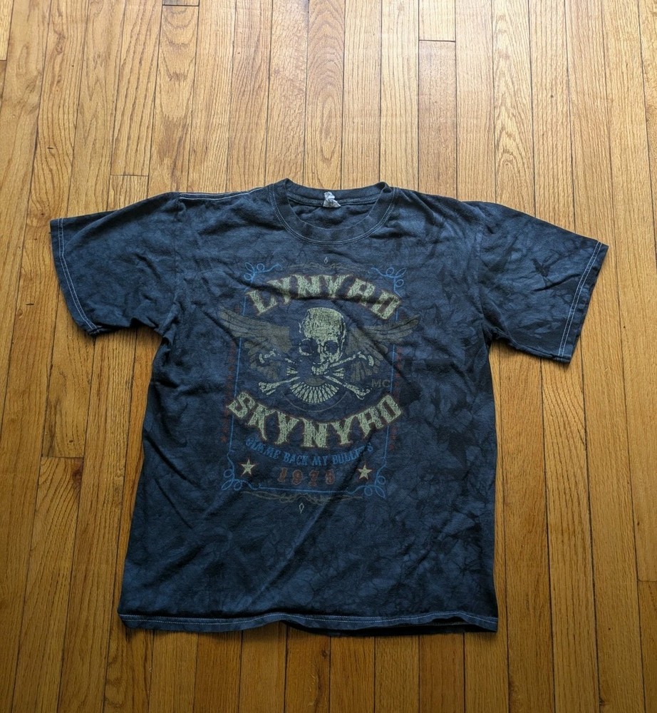 VTG Y2K Lynyrd Skynyrd Shirt Men Large Gimme Back My Bullets Blue Tie Dye