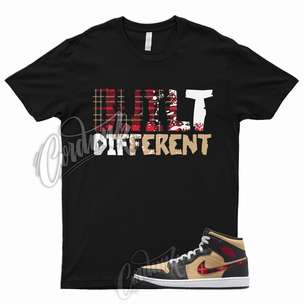 BUILT T for 1 Mid Tartan Tan Black Red Plaid Shirt To Match Low High