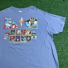 Marvel Player Select Captain America V Thanos Pixel Blue T-Shirt Mens Size XL