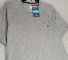 DICKIES FAST DRY Shirt MENS MEDIUM GRAY OUTDOOR WORK WEAR Cooling POCKET TEE NWT