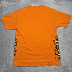 Vintage Ocean Pacific Snake Flame Shirt Men M Orange Color Bleed Faded Y2K