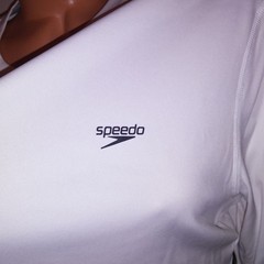 Speedo T Shirt Mens Medium Solid White Quick Dry UPF 50+ Long Sleeve Athletic
