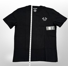 True Religion Shirt Mens XL Jet Black Buddha World Crew Tee Graphic Logo Cotton