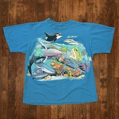 VTG Sea World Aquatic Underwater Scene 90s Y2K Single Stitch Graphic Tee