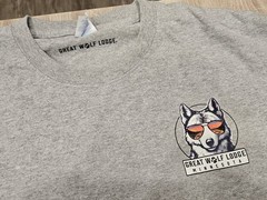 Port & Company XL Heather Gray Great Wolf Lodge Wolf Sunglasses T-Shirt