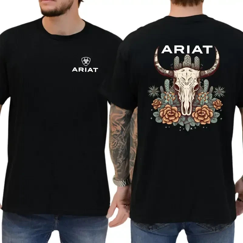 Ariat Shirt, Featuring A Bull Skull Design With Unique Cactus Floral Patterns