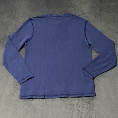 Lucky Brand Henley Shirt Mens M Blue Washed Snap Button Long Sleeve Pullover Top