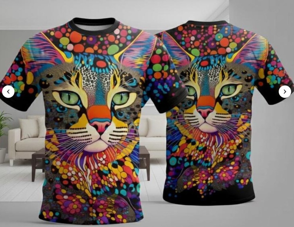 Cat T-Shirt Patriotic July 4th Independence Day Polyester Gift
