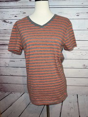 American Eagle T-Shirt Athletic Fit short sleeve tee shirt Small Stripe Vneck