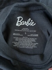 Barbie Mens Short Sleeve Black Crewneck Logo Graphic T- shirt Size S (34-36) NWT