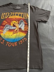Led Zeppelin U.S. Tour 1975 Graphic Band Tee Gray Medium Rock Shirt