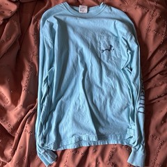 Comfort Colors Men’s M Blue Long Sleeve Pocket Tee Tipsy Mermaid Graphic 6014