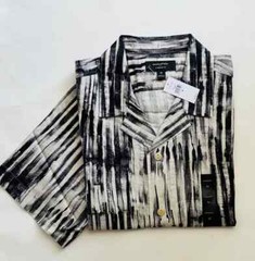 Banana Republic Mens Short Sleeve Striped Cotton-Rayon Button-Up Shirts M-L
