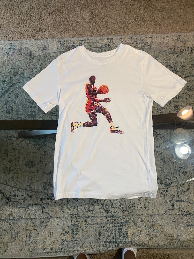Jordan Brand White Graphic T-Shirt Michael Jordan Art Print Size Small
