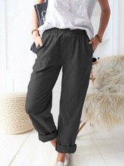 Women’s Straight Pants Elastic Waist Casual Trousers Pants with Pockets Dark …
