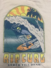 Rip Curl Shred Till Dead Skeleton Surfer Long Sleeve T-Shirt Graphic Tee Surf