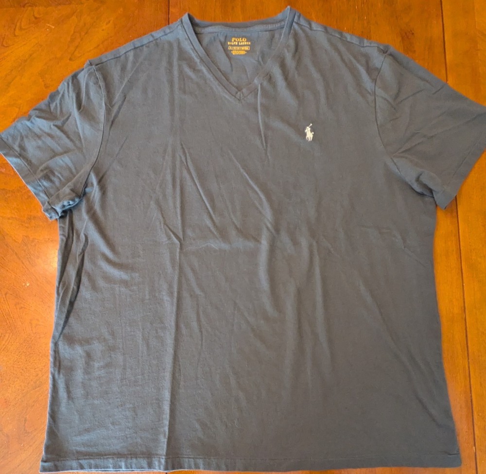 Polo Ralph Lauren Men’s XL Gray V-Neck T-Shirt Pony Logo Classic Casual Tee