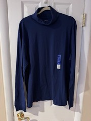 Men’s APT 9 Premier Flex Long Sleeve Turtleneck Shirt NEW Navy Blue Cotton Blend