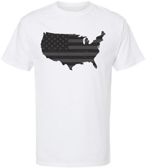 American Flag Distressed USA Map Printed T-Shirt US Outline Graphic Tee