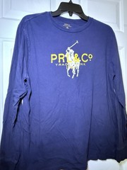 Ralph Lauren Polo Men’s XL Long Sleeve Logo Tee Navy & Yellow Logo Iconic Polo
