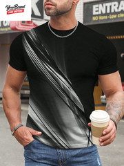 Fashion Gradient Color 3D Print Men’S T-Shirts Daily Men’S O-Neck Short Sleeve T