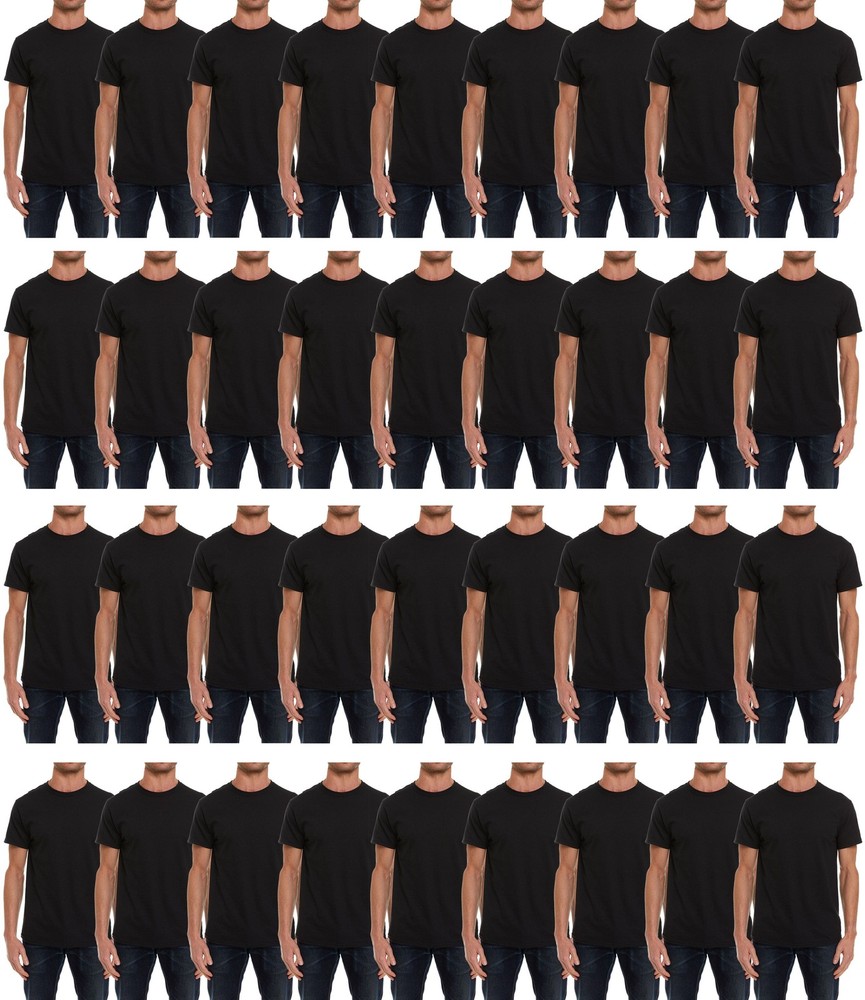 36 PK of Mens Cotton Crew Neck Short Sleeve T-Shirts Mix Colors Black(SMALL)