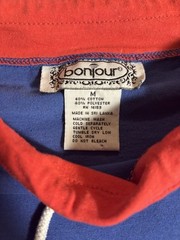 Vtg 80s 90s Bonjour Colorblock Drawstring Tee Shirt Sailboats Beach Sz M Yacht