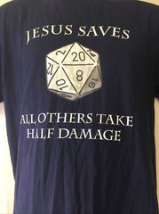 Anvil Lightweight Men’s Short Sleeve Crew Neck “Jesus Saves” Navy Shirt Size L
