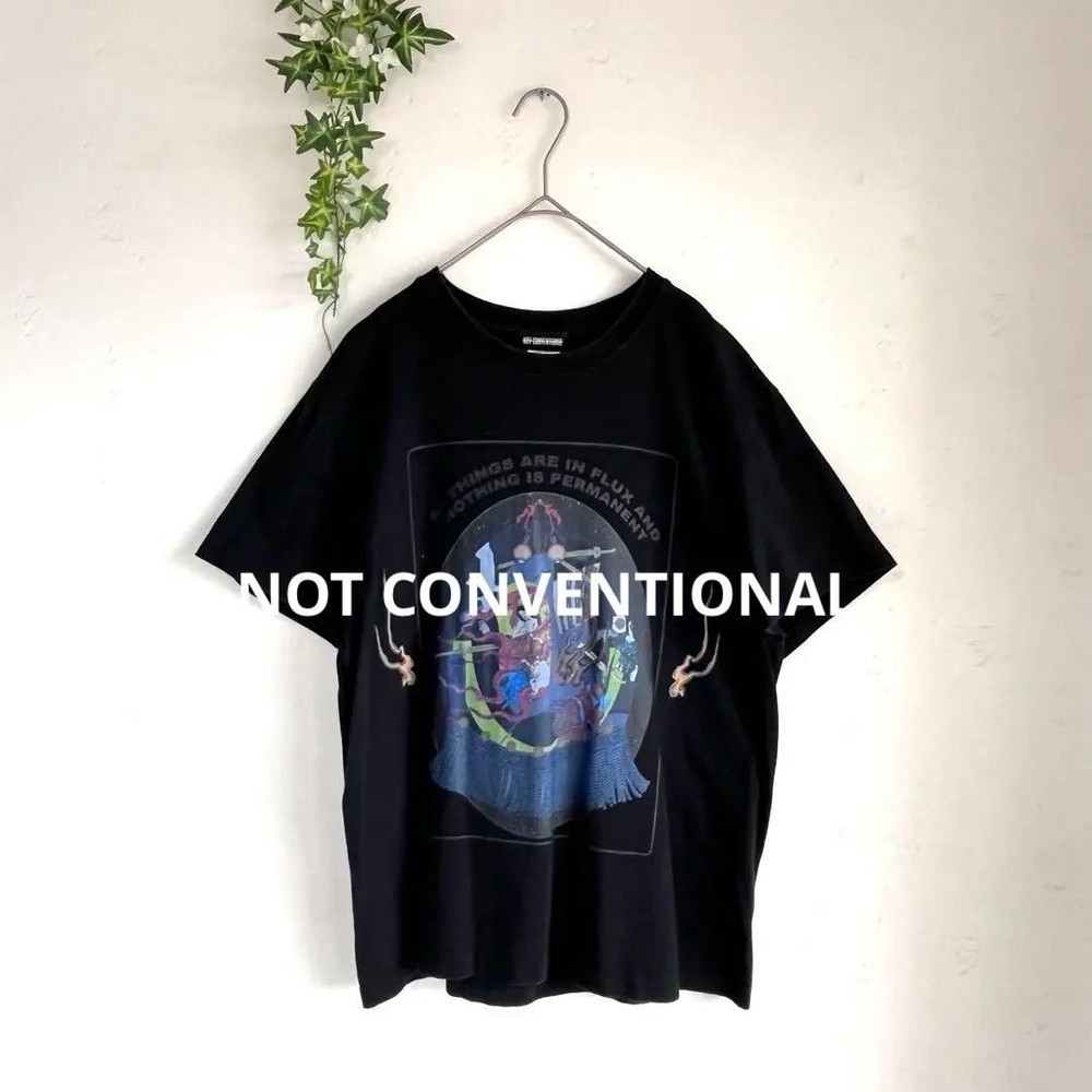 NOT CONVENTIONAL Logo T-Shirt Black Graphic Tee Free Size