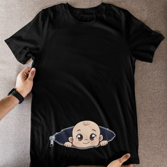 Cute Peeking Baby Maternity Top Zipper Belly Reveal Pregnancy Gift