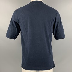 CAMO Size M Navy White Embroidery Cotton Polyamide Crew Neck T-shirt