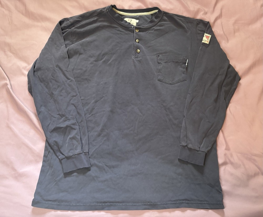 Tyndale FR Henley Shirt Mens XL Blue Long Sleeve Flame Fire Resistant Workwear